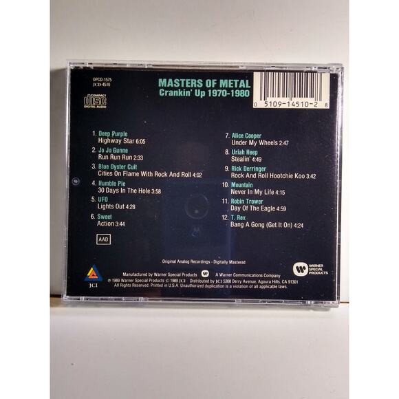 Masters of Metal - Crankin' Up 1970-1980 CD 1989 Compilation Hard Rock BOC T Rex - Picture 3 of 3